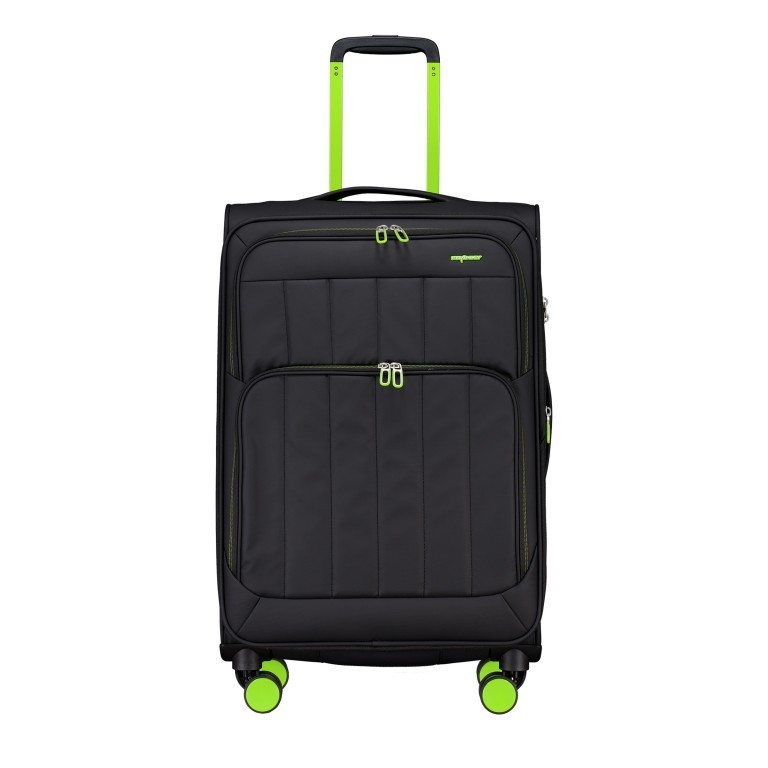 Koffer T26 erweiterbar Größe M Black Neongreen, Farbe: schwarz, Marke: Franky, EAN: 4251885984619, Abmessungen in cm: 42x67x24, Bild 1 von 7