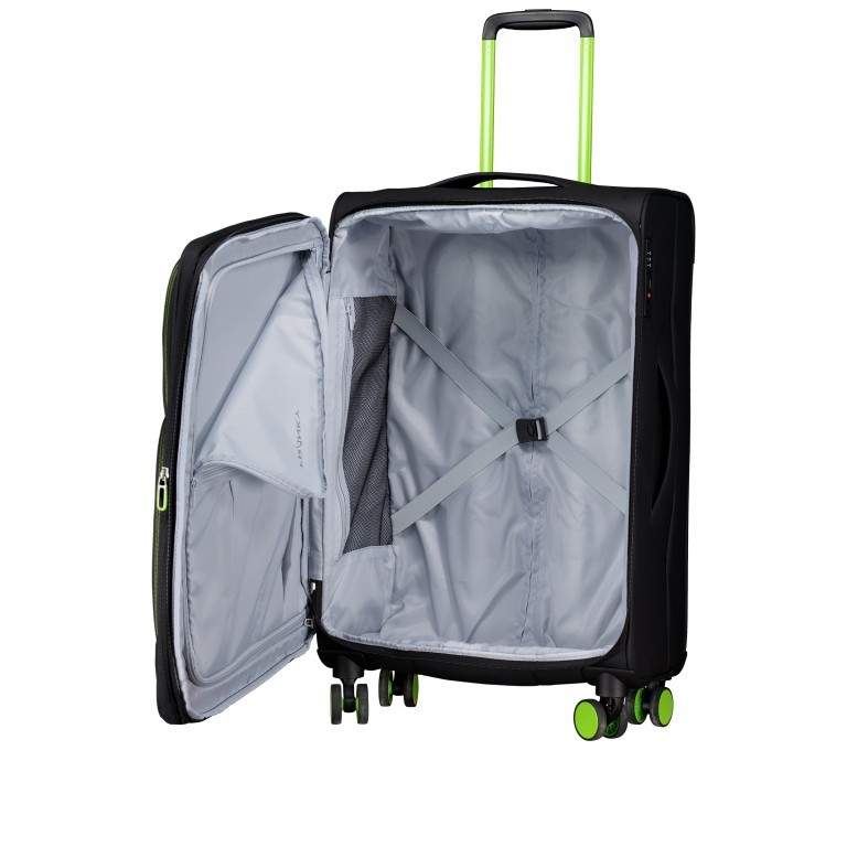 Koffer T26 erweiterbar Größe M Black Neongreen, Farbe: schwarz, Marke: Franky, EAN: 4251885984619, Abmessungen in cm: 42x67x24, Bild 6 von 7