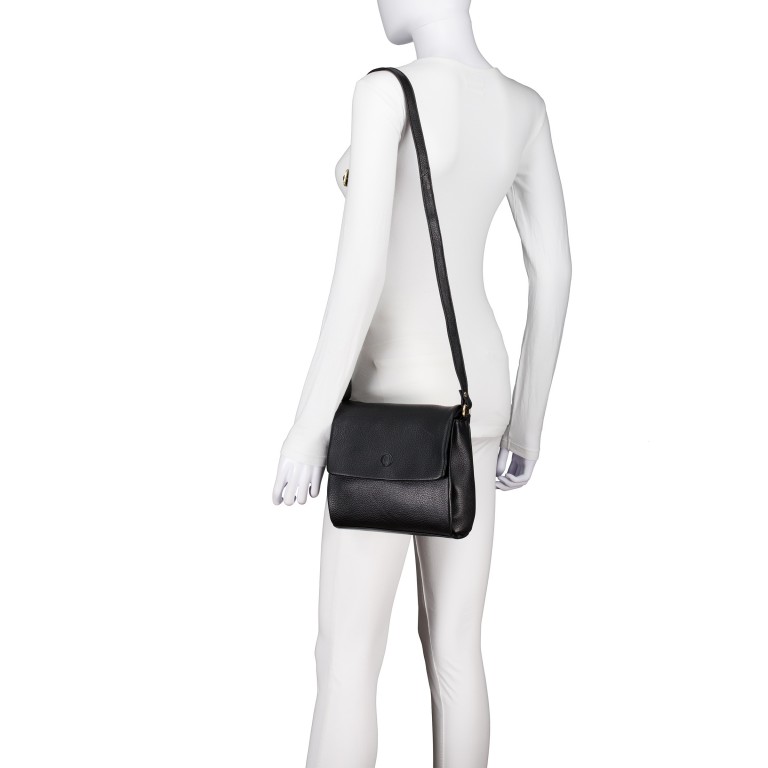 Umhängetasche Soft Print mit Goldfittings Black, Farbe: schwarz, Marke: Hausfelder Manufaktur, EAN: 4065646023284, Abmessungen in cm: 21x21x6.5, Bild 6 von 8