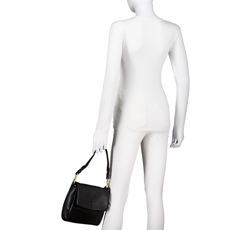 Umhängetasche Soft Print mit Goldfittings Black, Farbe: schwarz, Marke: Hausfelder Manufaktur, EAN: 4065646023284, Abmessungen in cm: 21x21x6.5, Bild 4 von 8
