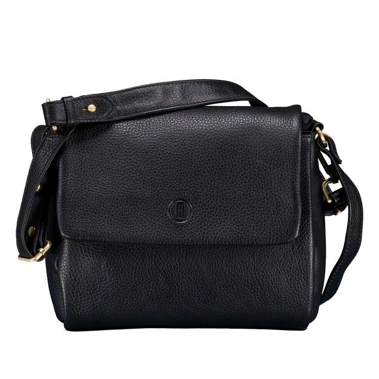 Umhängetasche Soft Print mit Goldfittings Black, Farbe: schwarz, Marke: Hausfelder Manufaktur, EAN: 4065646023284, Abmessungen in cm: 21x21x6.5, Bild 1 von 8