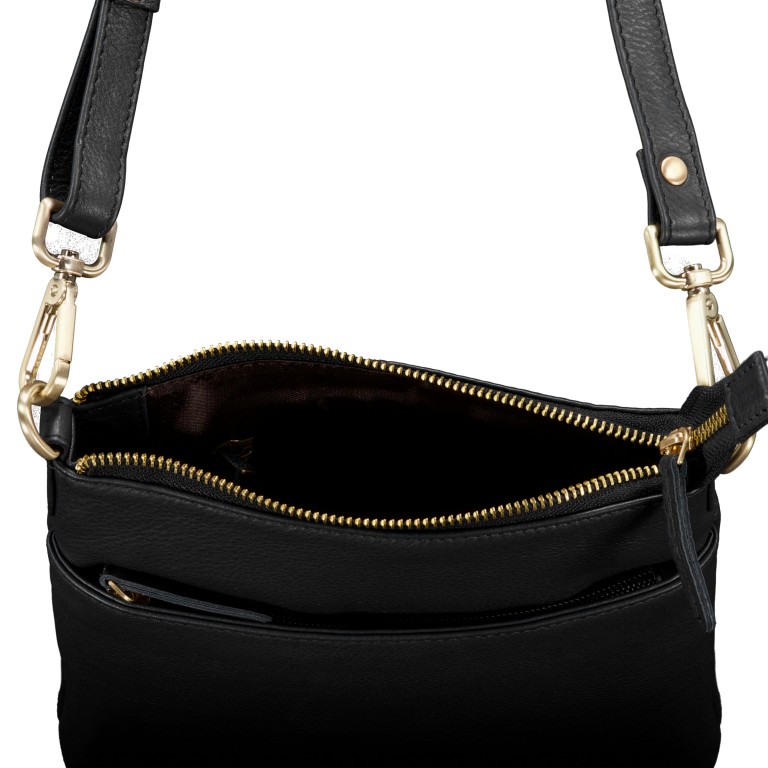 Umhängetasche mit Goldfittings Black, Farbe: schwarz, Marke: Hausfelder Manufaktur, EAN: 4065646023406, Abmessungen in cm: 21x22x3, Bild 6 von 6