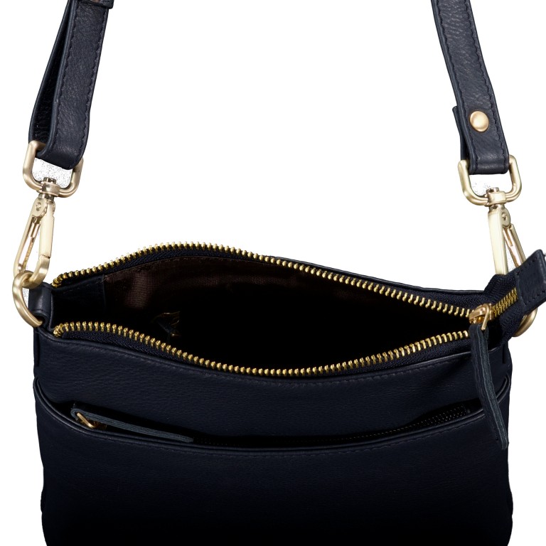 Umhängetasche mit Goldfittings Dark Blue, Farbe: blau/petrol, Marke: Hausfelder Manufaktur, EAN: 4065646023413, Abmessungen in cm: 21x22x3, Bild 6 von 6