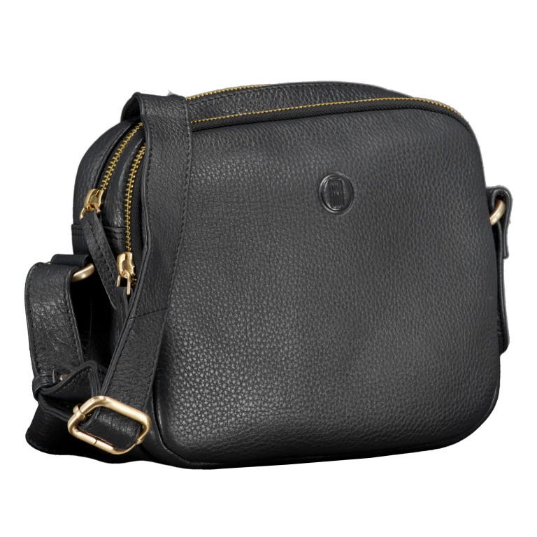 Umhängetasche mit Goldfittings Black, Farbe: schwarz, Marke: Hausfelder Manufaktur, EAN: 4065646023444, Abmessungen in cm: 22x17.5x7, Bild 2 von 6