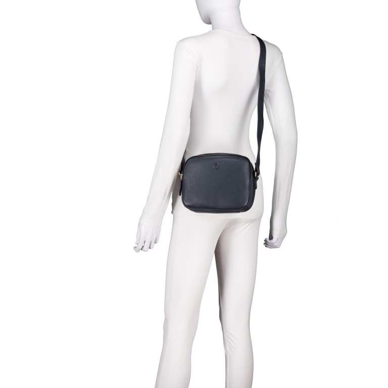 Umhängetasche mit Goldfittings Dark Blue, Farbe: blau/petrol, Marke: Hausfelder Manufaktur, EAN: 4065646023451, Abmessungen in cm: 22x17.5x7, Bild 5 von 6
