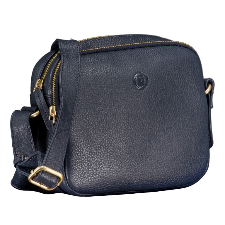 Umhängetasche mit Goldfittings Dark Blue, Farbe: blau/petrol, Marke: Hausfelder Manufaktur, EAN: 4065646023451, Abmessungen in cm: 22x17.5x7, Bild 2 von 6