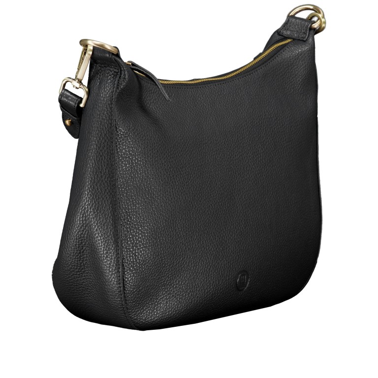 Beuteltasche mit Goldfittings Black, Farbe: schwarz, Marke: Hausfelder Manufaktur, EAN: 4065646023482, Abmessungen in cm: 30x26.5x9, Bild 2 von 7