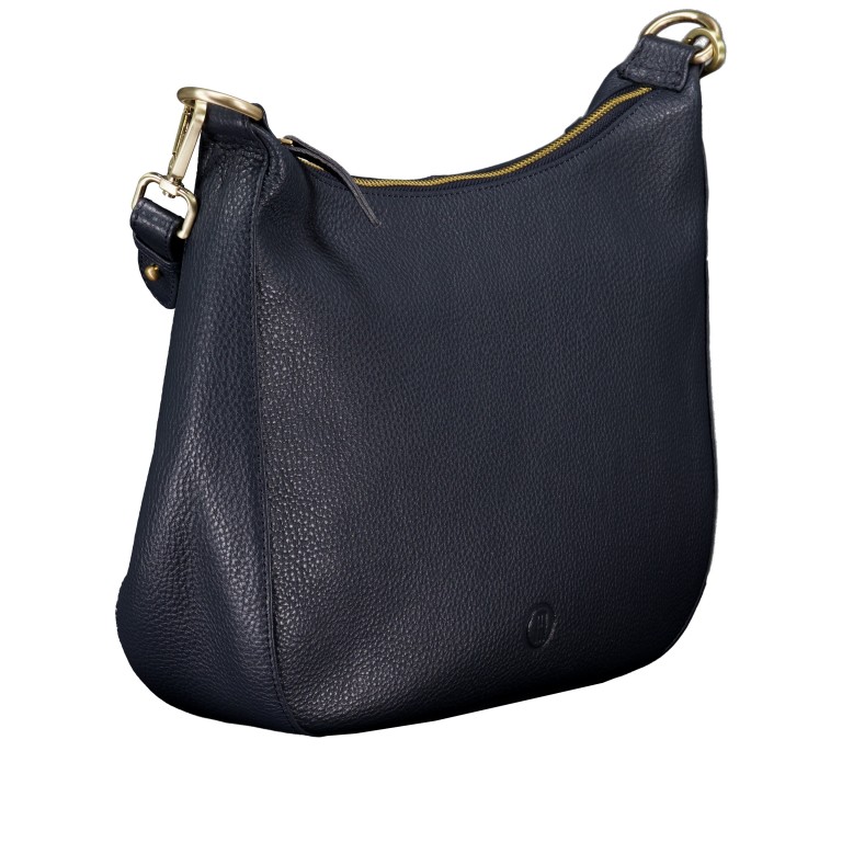 Beuteltasche mit Goldfittings Dark Blue, Farbe: blau/petrol, Marke: Hausfelder Manufaktur, EAN: 4065646023499, Abmessungen in cm: 30x26.5x9, Bild 2 von 7