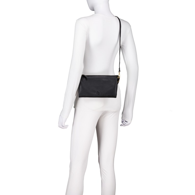 Umhängetasche Nappa mit Goldfittings Black, Farbe: schwarz, Marke: Hausfelder Manufaktur, EAN: 4065646023567, Abmessungen in cm: 23x14x3, Bild 4 von 6