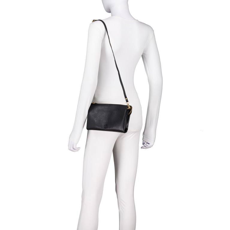 Umhängetasche Nappa mit Goldfittings Black, Farbe: schwarz, Marke: Hausfelder Manufaktur, EAN: 4065646023567, Abmessungen in cm: 23x14x3, Bild 5 von 6