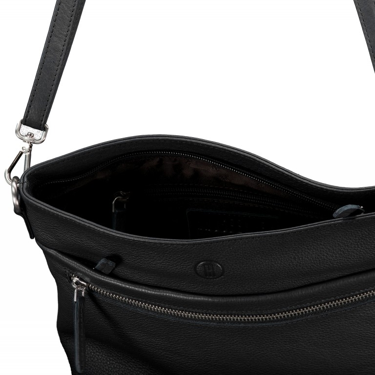 Umhängetasche Black, Farbe: schwarz, Marke: Hausfelder Manufaktur, EAN: 4065646023666, Abmessungen in cm: 26x22.5x8, Bild 6 von 6