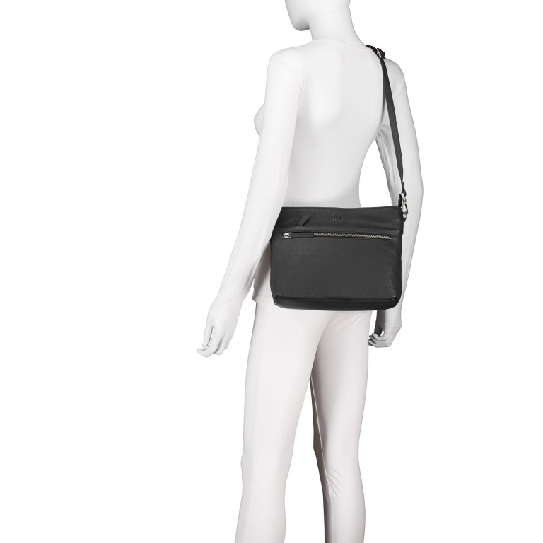 Umhängetasche Black, Farbe: schwarz, Marke: Hausfelder Manufaktur, EAN: 4065646023666, Abmessungen in cm: 26x22.5x8, Bild 5 von 6