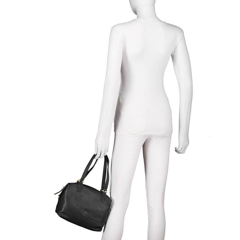 Handtasche mit Goldfittings Black, Farbe: schwarz, Marke: Hausfelder Manufaktur, EAN: 4065646023772, Abmessungen in cm: 23.5x17x11, Bild 4 von 8