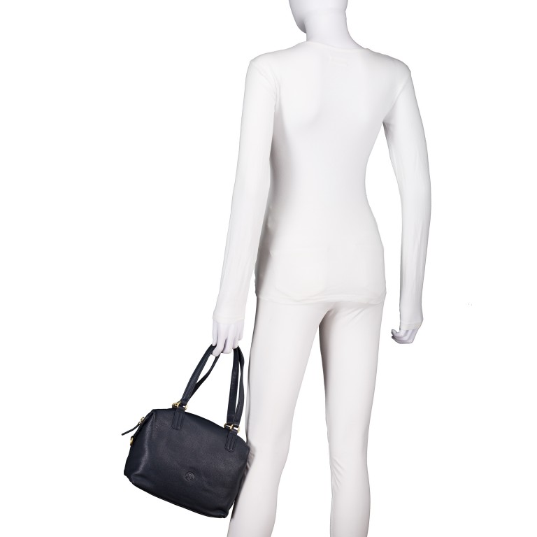 Handtasche mit Goldfittings Dark Blue, Farbe: blau/petrol, Marke: Hausfelder Manufaktur, EAN: 4065646023789, Abmessungen in cm: 23.5x17x11, Bild 4 von 8