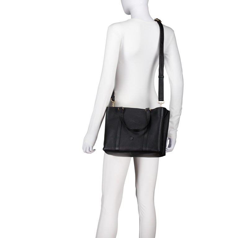 Handtasche Soft Print mit Goldfittings SCHWARZ/Black, Farbe: schwarz, Marke: Hausfelder Manufaktur, EAN: 4065646023819, Abmessungen in cm: 29.5x23x13, Bild 7 von 8