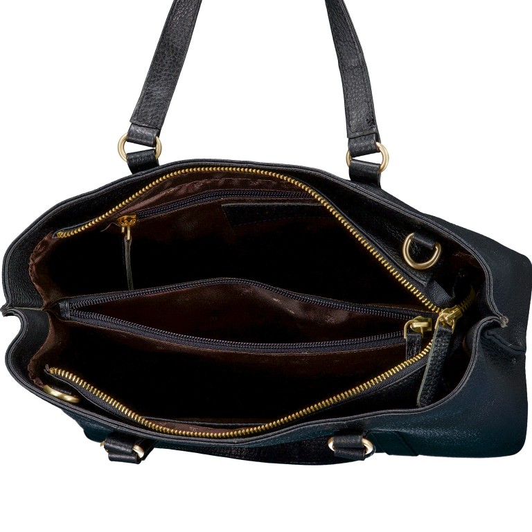 Handtasche Soft Print mit Goldfittings SCHWARZ/Black, Farbe: schwarz, Marke: Hausfelder Manufaktur, EAN: 4065646023819, Abmessungen in cm: 29.5x23x13, Bild 8 von 8