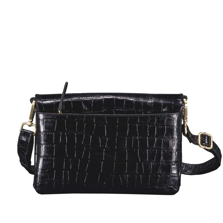 Umhängetasche Kroko Black, Farbe: schwarz, Marke: Hausfelder Manufaktur, EAN: 4065646023918, Abmessungen in cm: 25x16.5x7.5, Bild 3 von 6