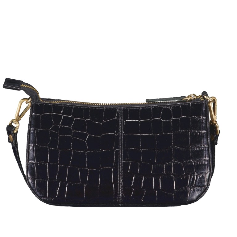 Umhängetasche Kroko Black, Farbe: schwarz, Marke: Hausfelder Manufaktur, EAN: 4065646023932, Abmessungen in cm: 24x14x5, Bild 3 von 5