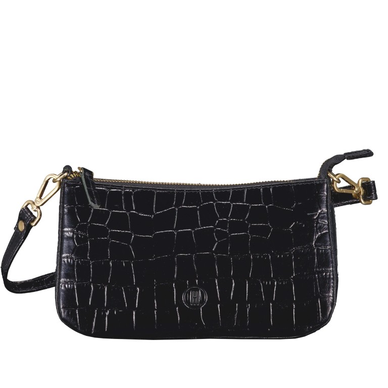 Umhängetasche Kroko Black, Farbe: schwarz, Marke: Hausfelder Manufaktur, EAN: 4065646023932, Abmessungen in cm: 24x14x5, Bild 1 von 5