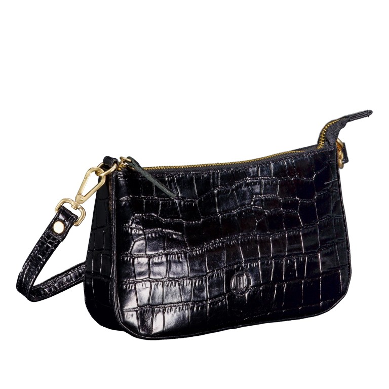 Umhängetasche Kroko Black, Farbe: schwarz, Marke: Hausfelder Manufaktur, EAN: 4065646023932, Abmessungen in cm: 24x14x5, Bild 2 von 5