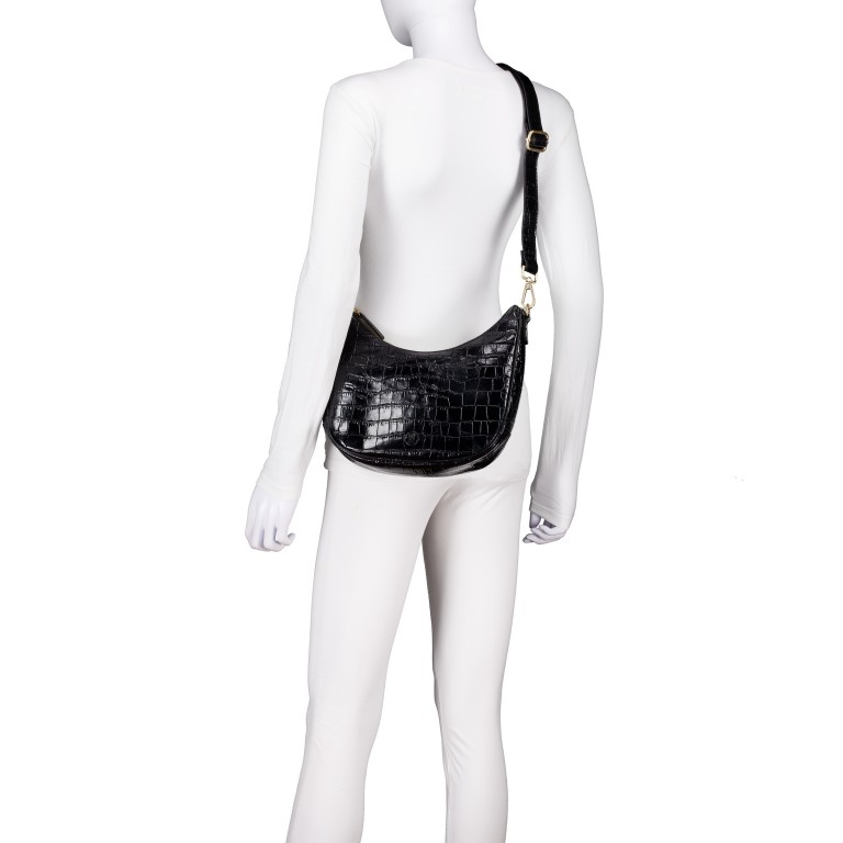 Beuteltasche Kroko Black, Farbe: schwarz, Marke: Hausfelder Manufaktur, EAN: 4065646023956, Abmessungen in cm: 27x24x6.5, Bild 5 von 6