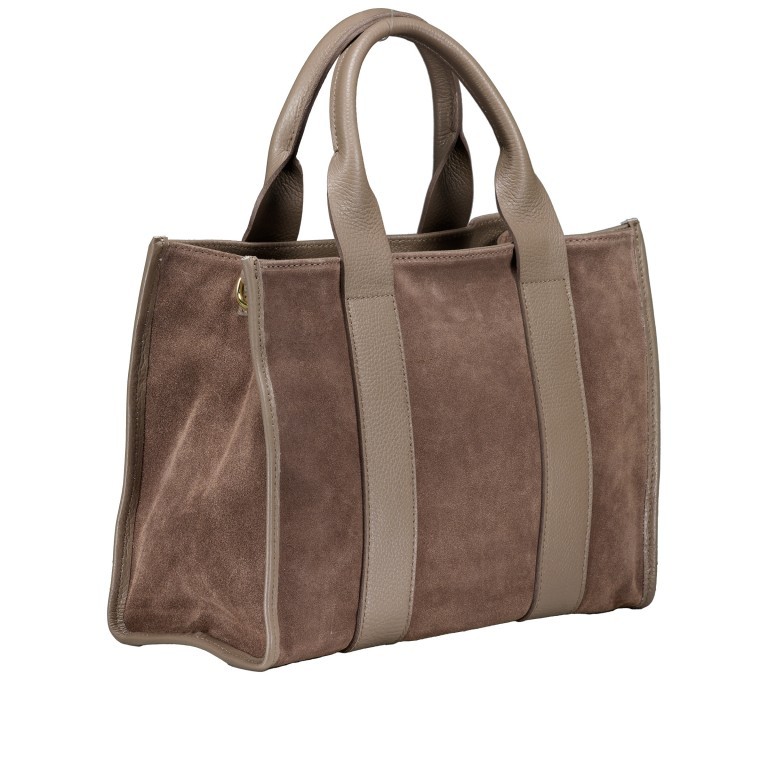 Handtasche Velours Taupe, Farbe: taupe/khaki, Marke: Hausfelder Manufaktur, EAN: 4065646025585, Abmessungen in cm: 32x24.5x15, Bild 2 von 8