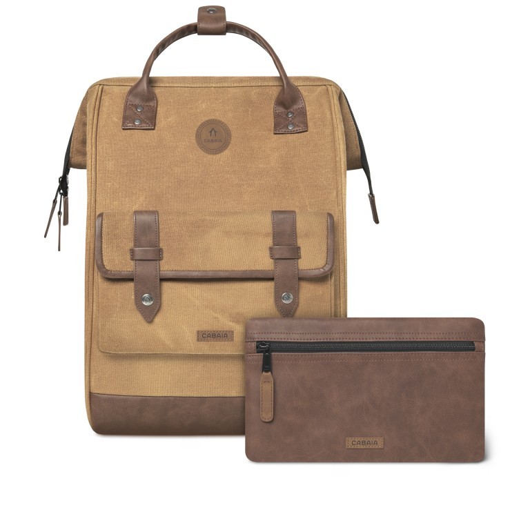 Rucksack Adventurer Large Colombo mit zwei auswechselbaren Vortaschen Camel, Farbe: cognac, Marke: Cabaia, EAN: 3701328399957, Abmessungen in cm: 29x49x17, Bild 1 von 9
