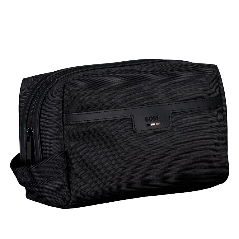 Kulturbeutel Ray Nylon Washbag Black, Farbe: schwarz, Marke: BOSS, EAN: 4063546792149, Abmessungen in cm: 23.5x16x10, Bild 2 von 5