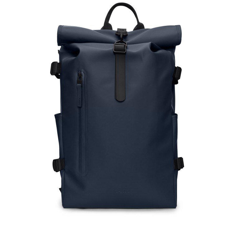 Rucksack Rolltop Large Navy, Farbe: blau/petrol, Marke: Rains, EAN: 5711747604226, Abmessungen in cm: 32x52x14, Bild 1 von 4