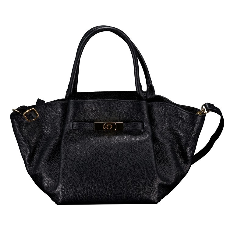 Handtasche Dollaro mit Goldfittings Schwarz, Farbe: schwarz, Marke: Hausfelder Manufaktur, EAN: 4065646026339, Abmessungen in cm: 20x20x14.5, Bild 1 von 8