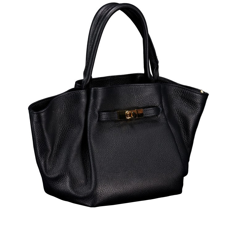 Handtasche Dollaro mit Goldfittings Schwarz, Farbe: schwarz, Marke: Hausfelder Manufaktur, EAN: 4065646026339, Abmessungen in cm: 20x20x14.5, Bild 2 von 8