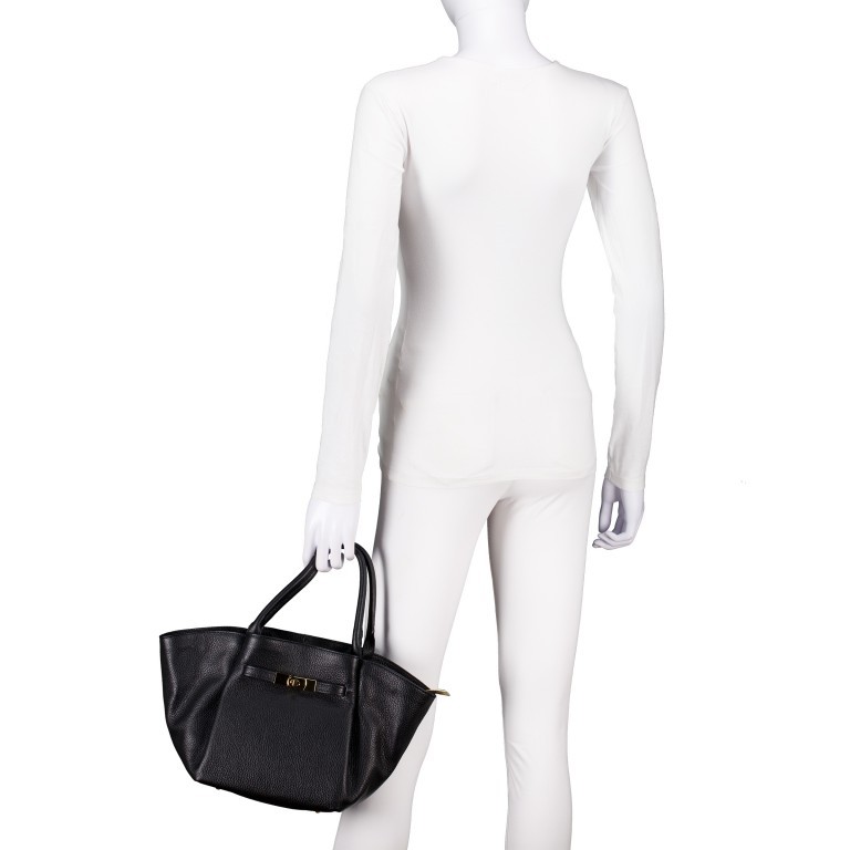 Handtasche Dollaro mit Goldfittings Schwarz, Farbe: schwarz, Marke: Hausfelder Manufaktur, EAN: 4065646026339, Abmessungen in cm: 20x20x14.5, Bild 4 von 8