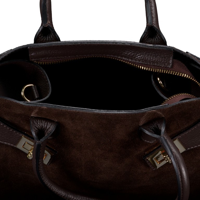 Handtasche Velours Dunkelbraun, Farbe: braun, Marke: Hausfelder Manufaktur, EAN: 4065646026346, Abmessungen in cm: 32x21.5x15.5, Bild 8 von 8