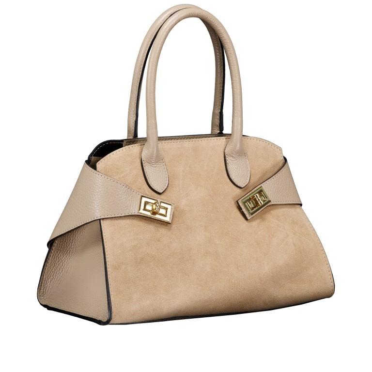 Handtasche Velours Sand, Farbe: beige, Marke: Hausfelder Manufaktur, EAN: 4065646026353, Abmessungen in cm: 32x21.5x15.5, Bild 2 von 8