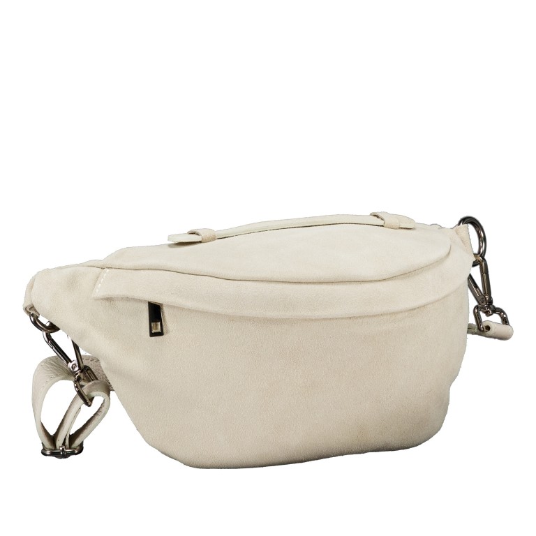Gürteltasche / Umhängetasche Velours mit Silberfittings Ecru, Farbe: beige, Marke: Hausfelder Manufaktur, EAN: 4065646026384, Abmessungen in cm: 37x17x12, Bild 2 von 7