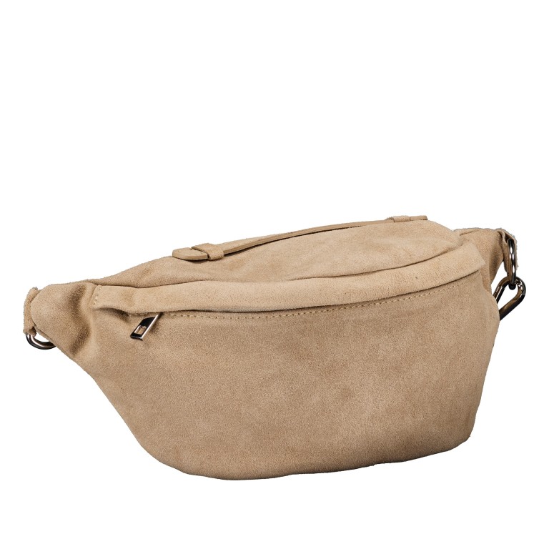 Gürteltasche / Umhängetasche Velours mit Silberfittings Sand, Farbe: beige, Marke: Hausfelder Manufaktur, EAN: 4065646026391, Abmessungen in cm: 37x17x12, Bild 2 von 7