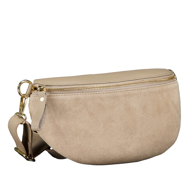 Gürteltasche Velours mit Goldfittings Beige, Farbe: beige, Marke: Hausfelder Manufaktur, EAN: 4065646026438, Abmessungen in cm: 24x14x8, Bild 2 von 6