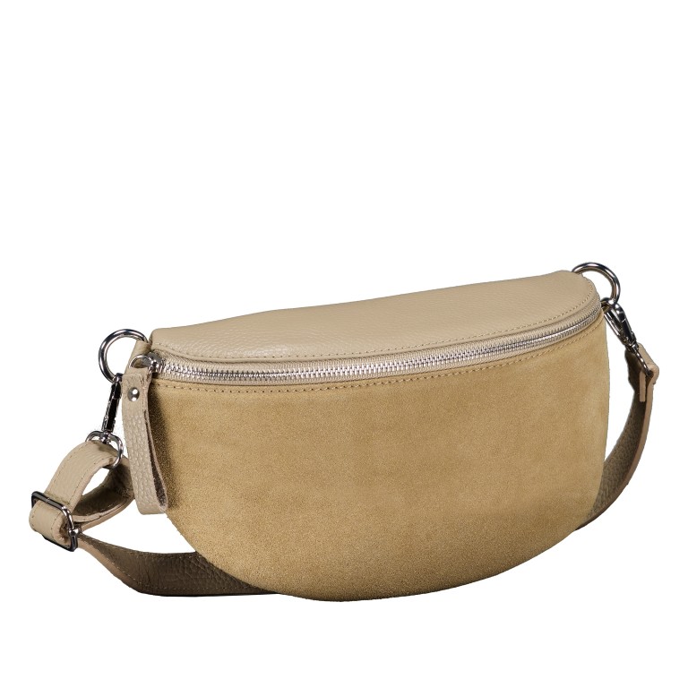 Gürteltasche Velours mit Silberfittings Sand, Farbe: beige, Marke: Hausfelder Manufaktur, EAN: 4065646026452, Abmessungen in cm: 24x14x8, Bild 2 von 6