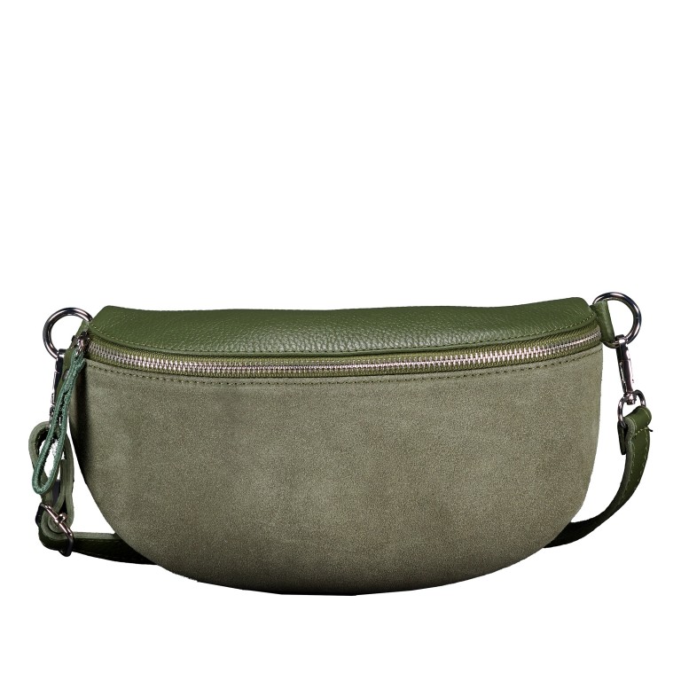 Gürteltasche Velours mit Silberfittings Oliv, Farbe: grün/oliv, Marke: Hausfelder Manufaktur, EAN: 4065646026476, Abmessungen in cm: 24x14x8, Bild 1 von 6