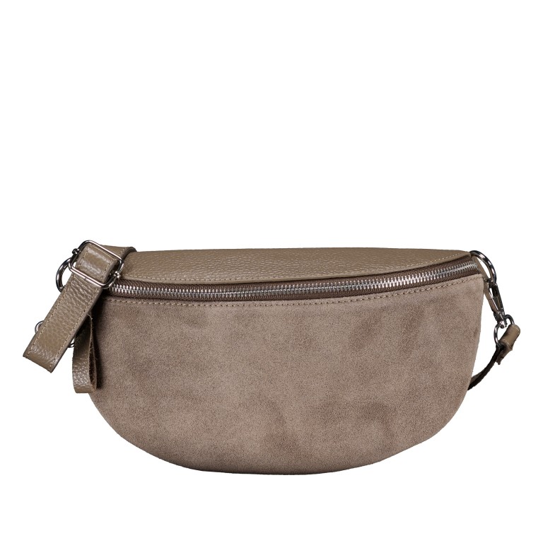 Gürteltasche Velours mit Silberfittings Taupe, Farbe: taupe/khaki, Marke: Hausfelder Manufaktur, EAN: 4065646026483, Abmessungen in cm: 24x14x8, Bild 1 von 6