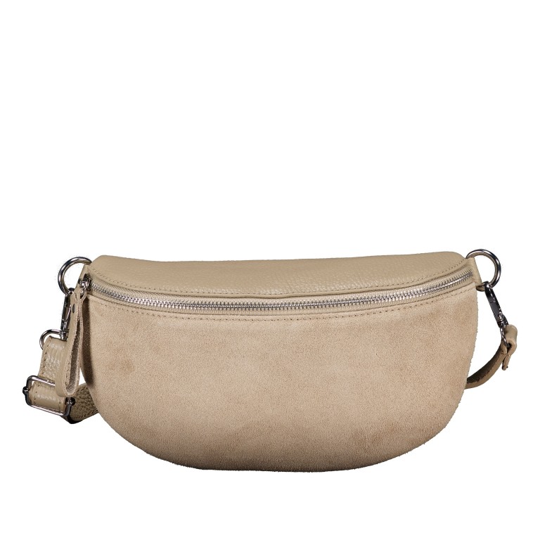 Gürteltasche Velours mit Silberfittings Beige, Farbe: beige, Marke: Hausfelder Manufaktur, EAN: 4065646026490, Abmessungen in cm: 24x14x8, Bild 1 von 6