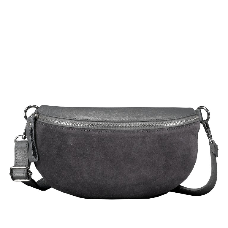 Gürteltasche Velours mit Silberfittings Dunkelgrau, Farbe: grau, Marke: Hausfelder Manufaktur, EAN: 4065646026506, Abmessungen in cm: 24x14x8, Bild 1 von 6