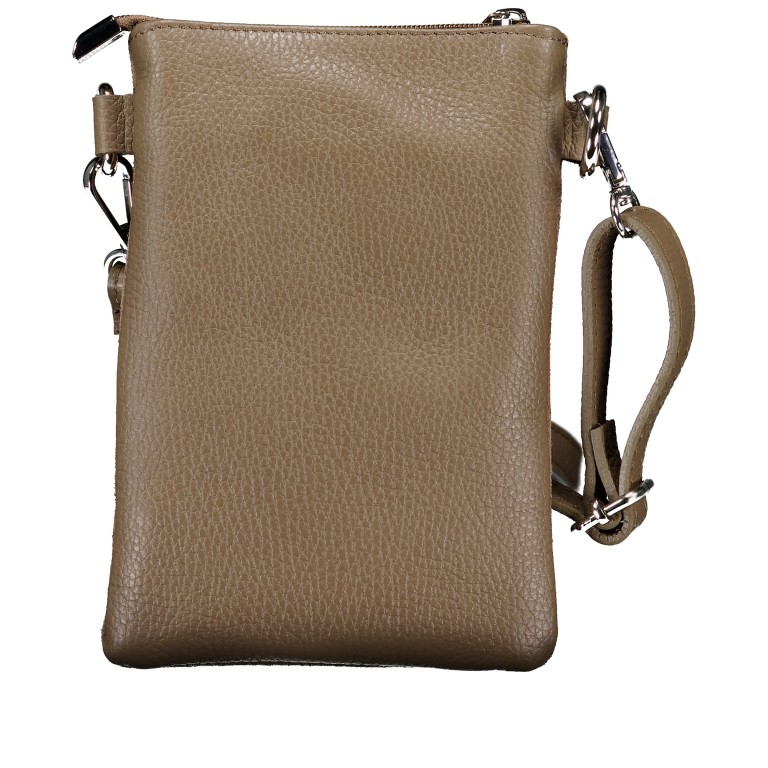 Umhängetasche / Handytasche Velours mit Silberfittings Taupe, Farbe: taupe/khaki, Marke: Hausfelder Manufaktur, EAN: 4065646026537, Abmessungen in cm: 14x21x1.7, Bild 3 von 6