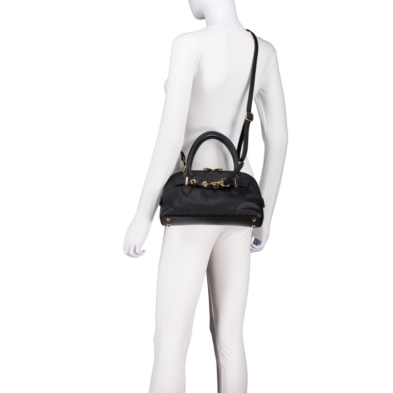 Handtasche Dollaro Schwarz, Farbe: schwarz, Marke: Hausfelder Manufaktur, EAN: 4065646026551, Abmessungen in cm: 29x16x9.5, Bild 6 von 7