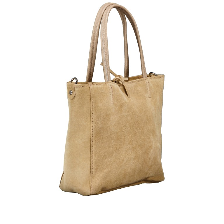 Handtasche Velours Sand, Farbe: beige, Marke: Hausfelder Manufaktur, EAN: 4065646026773, Abmessungen in cm: 22x22x8, Bild 2 von 8