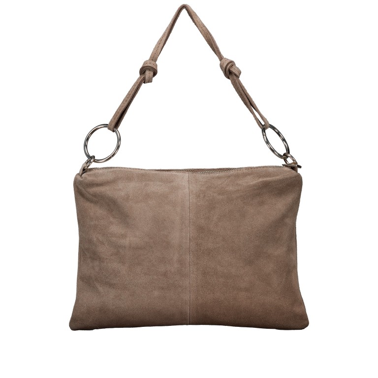 Umhängetasche Velours mit Silberfittings Taupe, Farbe: taupe/khaki, Marke: Hausfelder Manufaktur, EAN: 4065646026803, Abmessungen in cm: 35x26x1.5, Bild 3 von 9