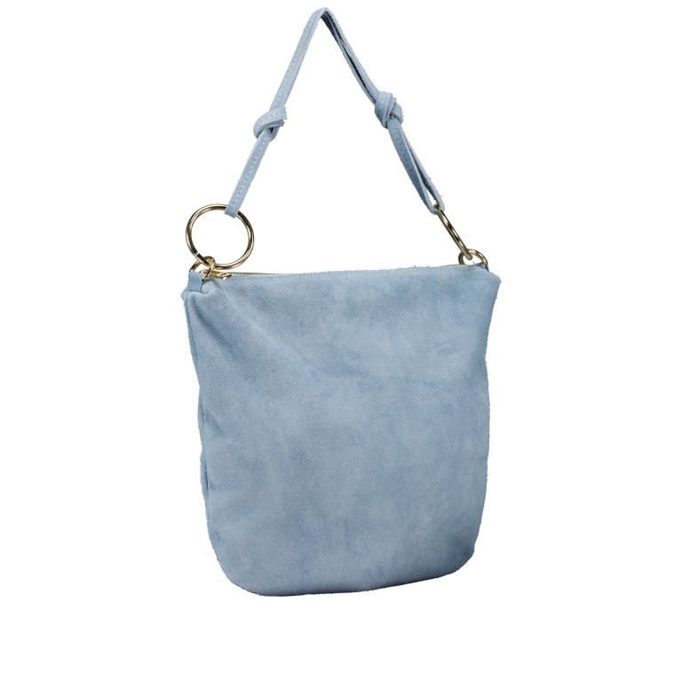 Beuteltasche Velours mit Goldfittings Hellblau, Farbe: blau/petrol, Marke: Hausfelder Manufaktur, EAN: 4065646026834, Abmessungen in cm: 32.5x29x3, Bild 2 von 7