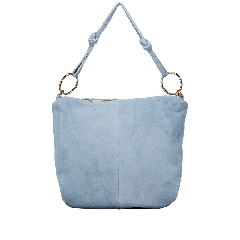 Beuteltasche Velours mit Goldfittings Hellblau, Farbe: blau/petrol, Marke: Hausfelder Manufaktur, EAN: 4065646026834, Abmessungen in cm: 32.5x29x3, Bild 3 von 7
