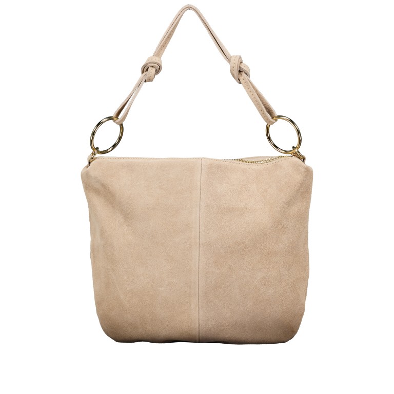 Beuteltasche Velours mit Goldfittings Sand, Farbe: beige, Marke: Hausfelder Manufaktur, EAN: 4065646026841, Abmessungen in cm: 32.5x29x3, Bild 3 von 7