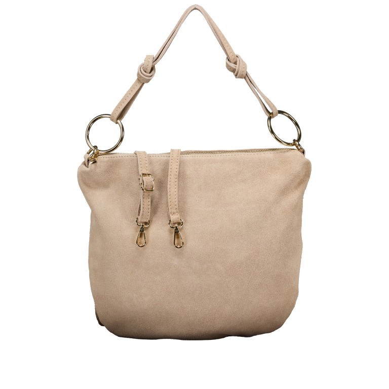 Beuteltasche Velours mit Goldfittings Sand, Farbe: beige, Marke: Hausfelder Manufaktur, EAN: 4065646026841, Abmessungen in cm: 32.5x29x3, Bild 1 von 7